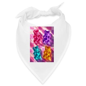 Neon-Gummibärchen auf Schachbrett - Bandana - Weiß - Vorne