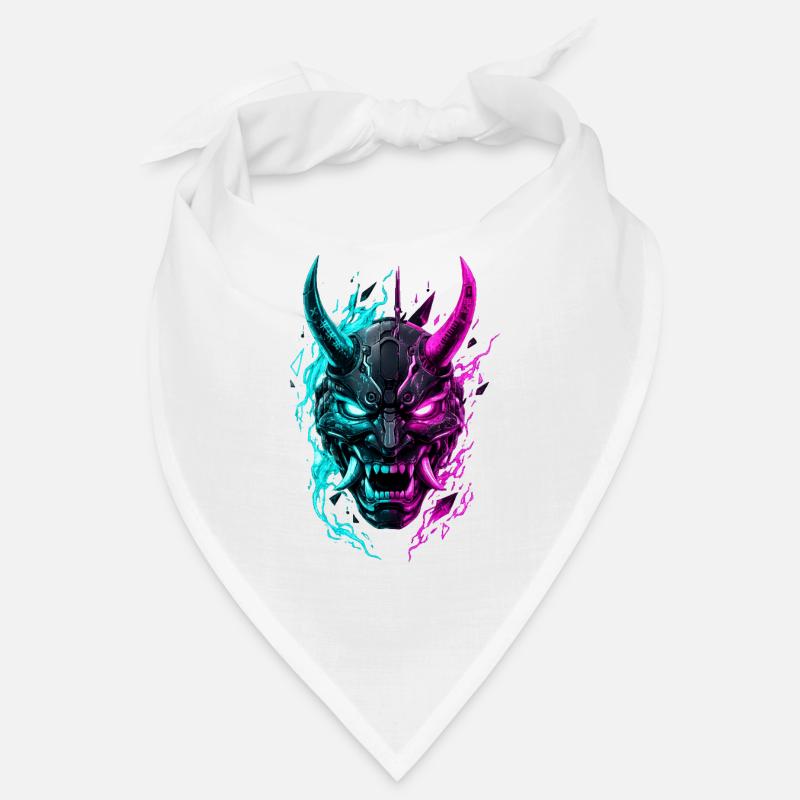 Neon Cyber Oni Mask Bandana