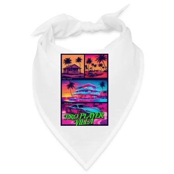 PROFISPIELER VILLA - Neon Synthwave Gaming Art - Bandana - Weiß - Vorne