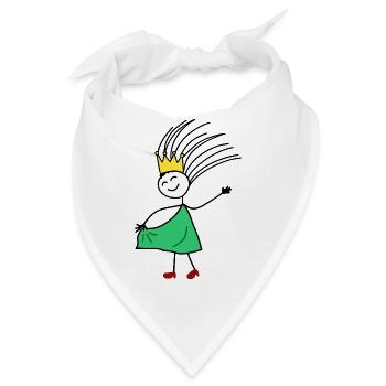 Gekrönte Freude: Minimalistische Prinzessinnen-Skizze - Bandana - Weiß - Vorne