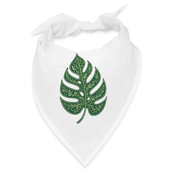Monstera Blatt – Florales Boho Naturmotiv - Bandana - Weiß - Vorne