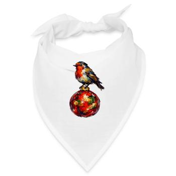 Vogel auf Weihnachtskugel - Bandana - Weiß - Vorne