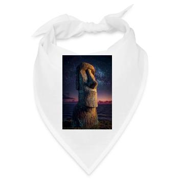 Sternenklare Moai an einem kosmischen Ufer - Bandana - Weiß - Vorne