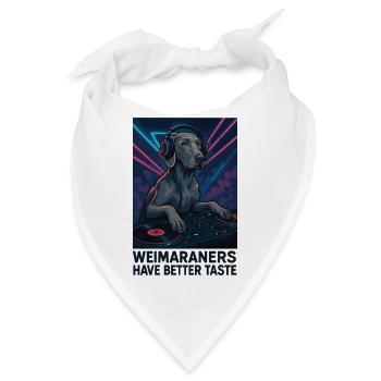 Weimaraner DJ: Elegant im Club mit Kopfhörer - Bandana - Weiß - Vorne