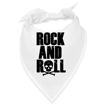 Rock'n'Roll-Typografie mit Totenkopf - Bandana - Weiß - Vorne