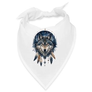 Mystisches Low Poly Wolfmotiv - Bandana - Weiß - Vorne