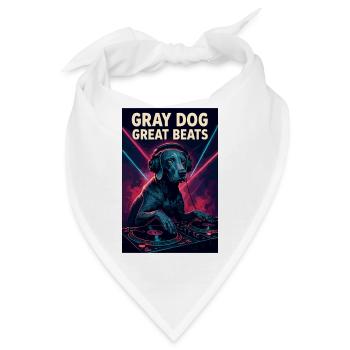 Retro Weimaraner DJ: Gray Dog, Great Beats - Bandana - Weiß - Vorne