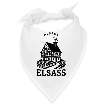 Alsace Elsass Weinberge & Storch - Bandana - Weiß - Vorne