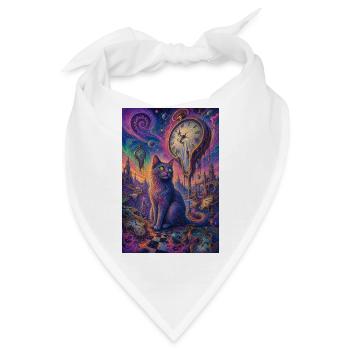 Kosmische Katze und schmelzende Uhren - Bandana - Weiß - Vorne