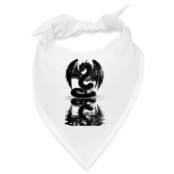 Weißer Drache Geflügelte Schlange Spiegelung Wasser Manga Fantasy - Bandana - Weiß - Vorne