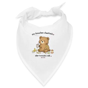 Chaotisch süßer Teddybär - Bandana - Weiß - Vorne