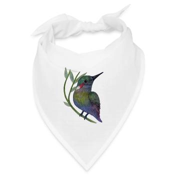 Bunter Kolibri auf Blattzweig - Bandana - Weiß - Vorne
