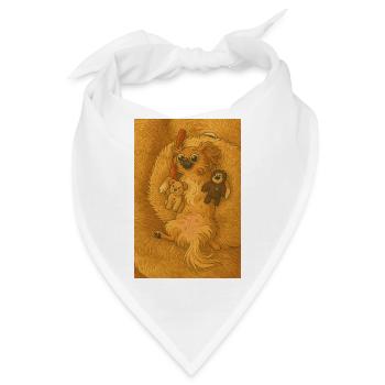 Mila Flauschiger Kuschelhund mit Spielzeugfreunden - Bandana - Weiß - Vorne