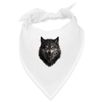 Roter Blick Wolfkopf - Bandana - Weiß - Vorne