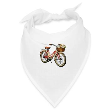 Vintage Fahrrad mit Blumenkorb - Bandana - Weiß - Vorne