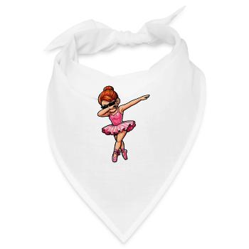 Dabbing Rothaarige Ballerina - Bandana - Weiß - Vorne