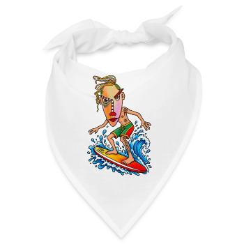 Surfer Karikatur Wellenheld - Bandana - Weiß - Vorne