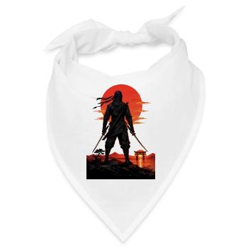 Ninja bei Sonnenuntergang am Torii-Tor - Bandana - Weiß - Vorne
