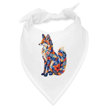 Patchwork Fuchs Blumenmuster - Bandana - Weiß - Vorne