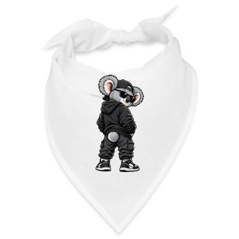 Cooler Gangster Koala im Streetwear Style - Bandana - Weiß - Vorne