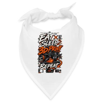 3D Druck Eat Sleep Print Repeat - Bandana - Weiß - Vorne