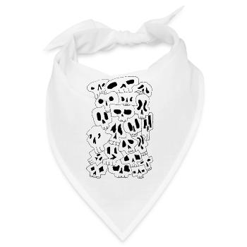 Skulls (Black Outlines) - Bandana - Weiß - Vorne