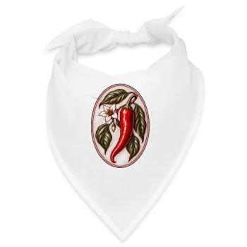 Vintager Chili mit Blatt und Blüte - Bandana - Weiß - Vorne