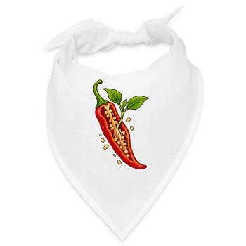 Roter Chili mit Samenakzent - Bandana - Weiß - Vorne
