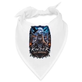 Nordischer Wolf im Wikinger-Setting - Bandana - Weiß - Vorne