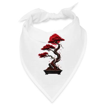 Roter Bonsai im Mondroten Licht - Bandana - Weiß - Vorne