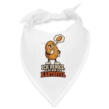 Ich denke, also bin ich Kartoffel - Bandana - Weiß - Vorne