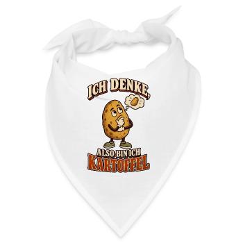 Ich denke, also bin ich Kartoffel - Bandana - Weiß - Vorne