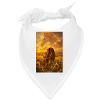 Stute und Fohlen im Sonnenfeld - Bandana - Weiß - Vorne