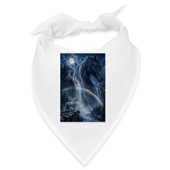 Mondbogen Pferd am Wasserfall - Bandana - Weiß - Vorne