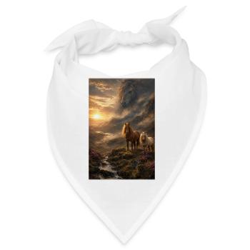 Hochland Pferde im Sonnennebel - Bandana - Weiß - Vorne