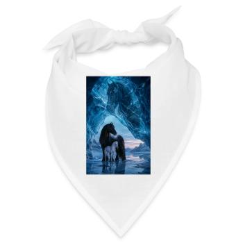 Schwarze Stute in der Eishöhle - Bandana - Weiß - Vorne