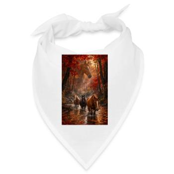 Pferde im Ahornwald am Fluss - Bandana - Weiß - Vorne