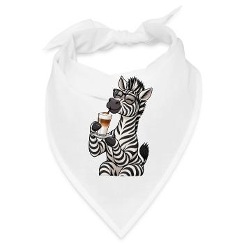 Zebra mit Latte Macchiato - Bandana - Weiß - Vorne