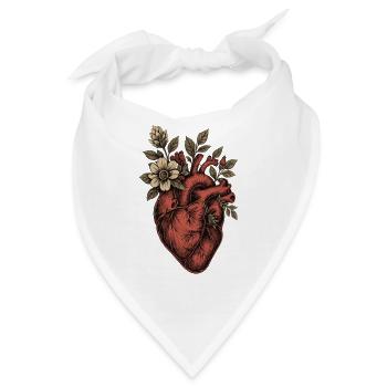Graviertes Vintage-Blumenherz - Bandana - Weiß - Vorne