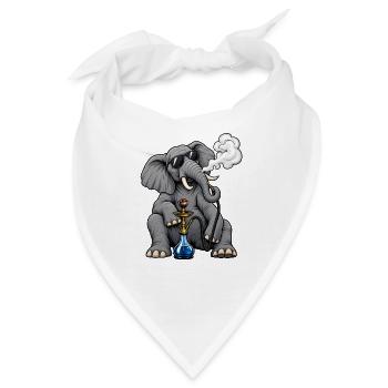 Elefant mit Shisha - Bandana - Weiß - Vorne