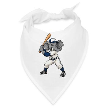 Elefant beim Baseball - Bandana - Weiß - Vorne