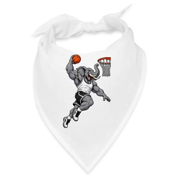 Elefant beim Basketball Slam Dunk - Bandana - Weiß - Vorne