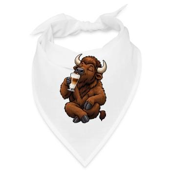  Bison mit Latte Macchiato - Bandana - Weiß - Vorne