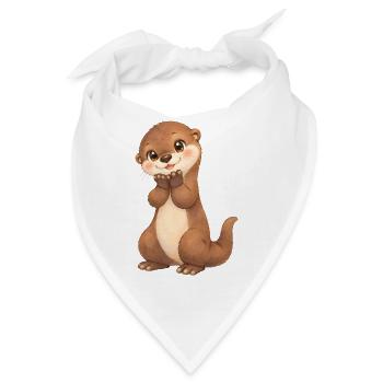Otter – süßer stehender Fischotter - Bandana - Weiß - Vorne