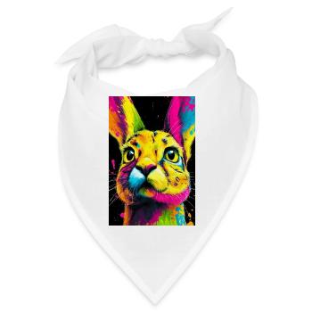 Bunter Hasenkopf  Pop-Art - Bandana - Weiß - Vorne