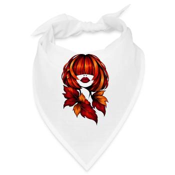 Frau im Herbstlaub - Bandana - Weiß - Vorne