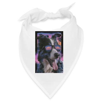 Retro Stil Hund mit Sonnenbrille - Bandana - Weiß - Vorne