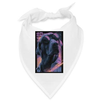 Neon-Vaporwave Hund - Bandana - Weiß - Vorne