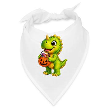 Halloween-Dino mit Zuckertüte - Bandana - Weiß - Vorne