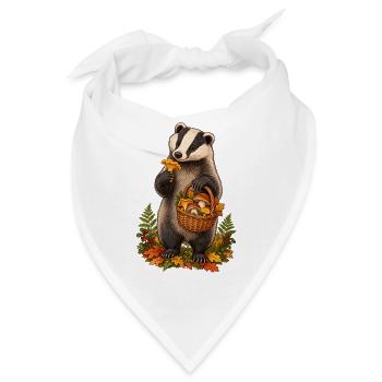 Dachs beim Pilzesammeln - Bandana - Weiß - Vorne